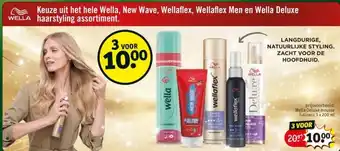 Kruidvat Keuze uit het hele Wella, New Wave, Wellaflex, Wellaflex Men en Wella Deluxe WELLA haarstyling assortiment. aanbieding