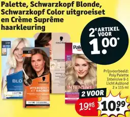 Kruidvat Palette, Schwarzkopf Blonde, Schwarzkopf Color uitgroeiset en Crème Suprême haarkleuring aanbieding