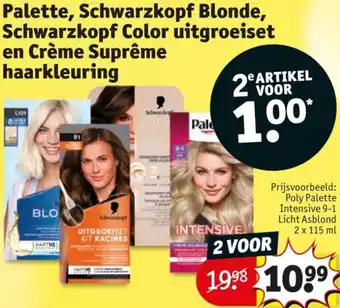Kruidvat Palette, Schwarzkopf Blonde, Schwarzkopf Color uitgroeiset en Crème Suprême haarkleuring aanbieding