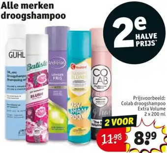 Kruidvat Alle merken droogshampoo aanbieding