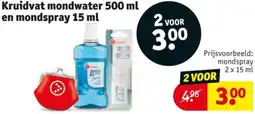 Kruidvat Kruidvat mondwater 500 ml en mondspray 15 ml aanbieding