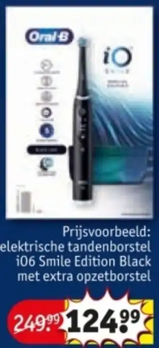 Kruidvat Oral-B elektrische tandenborstel i06 Smile Edition Black met extra opzetborstel aanbieding