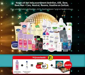 Kruidvat Keuze uit het hele assortiment Andrélon, AXE, Dove, Dove Men + Care, Neutral, Rexona, Vaseline en Zwitsal. aanbieding