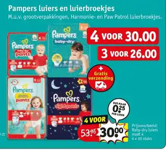 Kruidvat Pampers luiers en luierbroekjes aanbieding