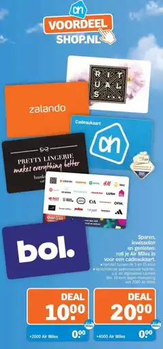Albert Heijn Sparen, inwisselen en genieten: ruil je Air Miles in voor een cadeaukaart. aanbieding