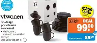 Albert Heijn Vtwonen 36-delige porseleinen serviesset aanbieding