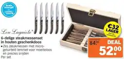 Albert Heijn Lou Laguiole 6-delige steakmessenset in houten geschenkdoos aanbieding
