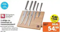 Albert Heijn Richardson Sheffield 5-delige rvs messenset en messenstandaard aanbieding