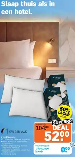 Albert Heijn Van der valk 2 hoofdkussens aanbieding