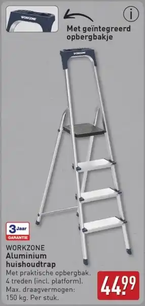 ALDI Workzone Aluminium huishoudtrap aanbieding