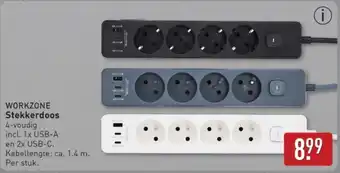 ALDI Workzone Stekkerdoos aanbieding