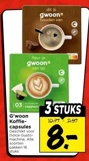 Vomar Voordeelmarkt G'woon Koffie- capsules aanbieding