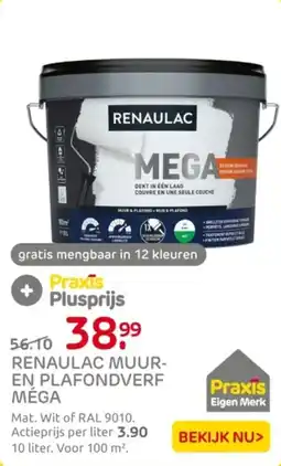 Praxis Renaulac muur en plafondverf méga aanbieding
