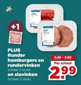 PLUS PLUS Runder hamburgers en rundervinken en slavinken aanbieding