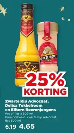PLUS Zwarte Kip Advocaat, Delica Tokkelroom en Elitern Boerenjongens aanbieding