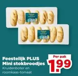 PLUS Feestelijk PLUS Mini stokbroodjes aanbieding