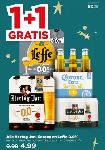PLUS Alle Hertog Jan, Corona en Leffe 0.0% aanbieding