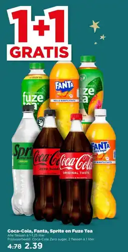 PLUS Coca-Cola, Fanta, Sprite en Fuze Tea aanbieding