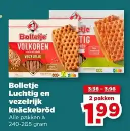 PLUS Bolletje Luchtig en vezelrijk knäckebröd aanbieding