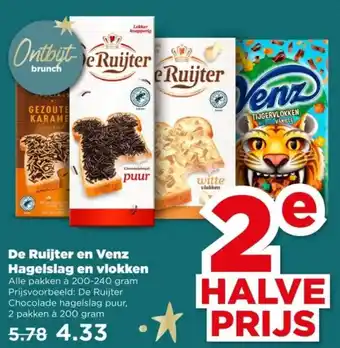 PLUS De Ruijter en Venz Hagelslag en vlokken aanbieding