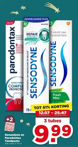 PLUS Sensodyne en Parodontax Tandpasta aanbieding