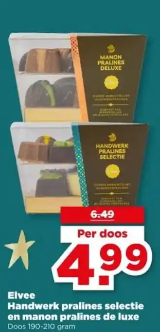 PLUS Elvee Handwerk pralines selectie en manon pralines de luxe aanbieding