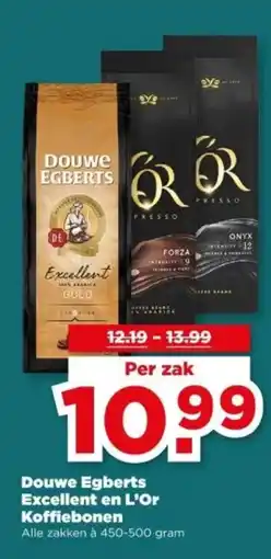 PLUS Douwe Egberts Excellent en L'Or Koffiebonen aanbieding