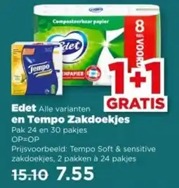 PLUS Edet en Tempo Zakdoekjes aanbieding