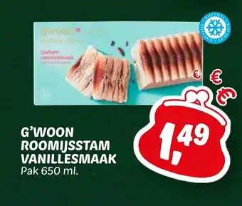 Dekamarkt G'woon roomijsstam vanillesmaak aanbieding