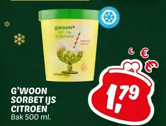 Dekamarkt G'woon sorbet ijs citroen aanbieding