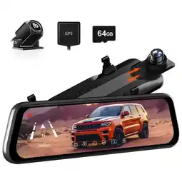 ANWB Wolfbox G930 4K GPS 64gb spiegel dashcam Zwart aanbieding