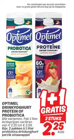 Dekamarkt Optimel drinkyoghurt protein of probiotica aanbieding