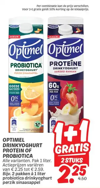 Dekamarkt Optimel drinkyoghurt protein of probiotica aanbieding