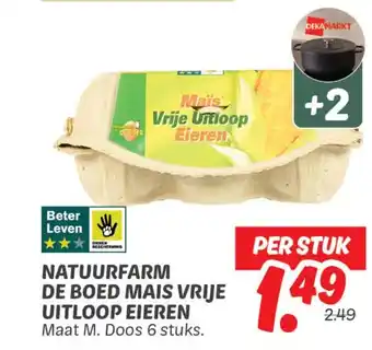Dekamarkt Natuurfarm de boed mais vrije uitloop eieren aanbieding