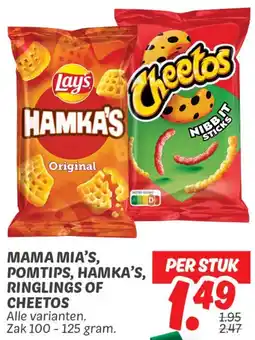 Dekamarkt Mama Mia's, Pomtips, Hamka's, Ringlings of Cheetos aanbieding