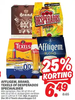 Dekamarkt Affligem, Brand, Texels of Desperados Speciaalbier aanbieding