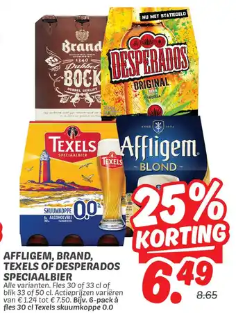 Dekamarkt Affligem, Brand, Texels of Desperados Speciaalbier aanbieding