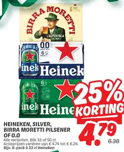 Dekamarkt Heineken, Silver, Birra Moretti Pilsener of 0.0 aanbieding