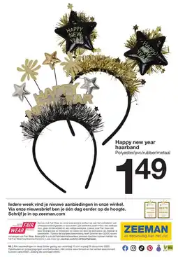Zeeman Happy new year haarband aanbieding