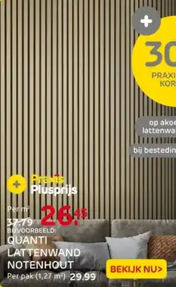 Praxis Quanti lattenwand notenhout aanbieding