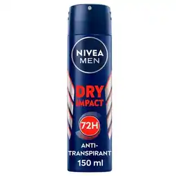 Trekpleister NIVEA Men Dry Impact Antitranspirant Spray aanbieding