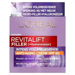 Trekpleister L'Oréal Paris Revitalift Filler SPF50 Anti-Aging Dagcrème aanbieding