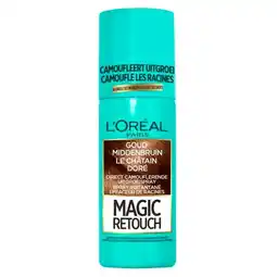Trekpleister L'Oréal Paris Magic Retouch Goud Middenbruin Camouflerende Uitgroeispray aanbieding