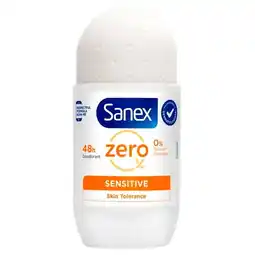 Trekpleister Sanex Zero% Sensitive 48H Deodorant Roller aanbieding