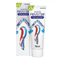 Trekpleister Aquafresh White Reverse Long Lasting Strengthening Tandpasta aanbieding