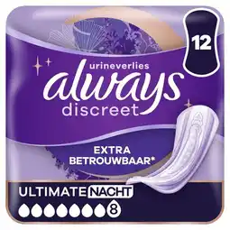 Trekpleister Always Discreet Ultimate Night Incontinentieverband aanbieding