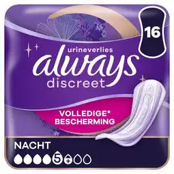 Trekpleister Always Discreet Nacht Incontinentieverband aanbieding