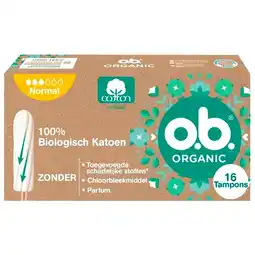 Trekpleister o.b. Organic Cotton Normal Tampons aanbieding