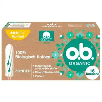 Trekpleister o.b. Organic Cotton Normal Tampons aanbieding