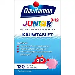 Trekpleister Davitamon Junior 3+ Framboos Kauwtabletten aanbieding